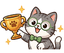 cat with reward